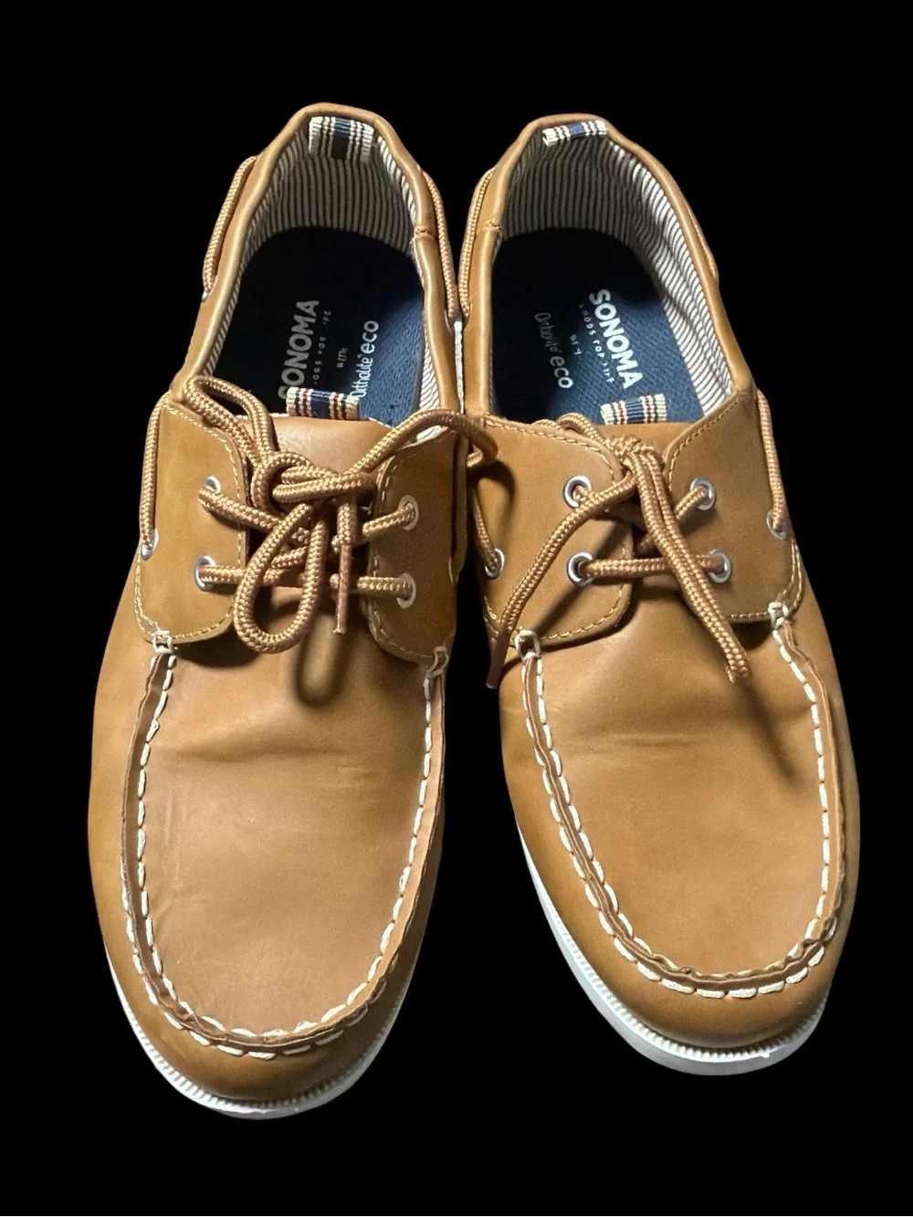 Sonoma Men's Brown Boat Shoes with White Sole